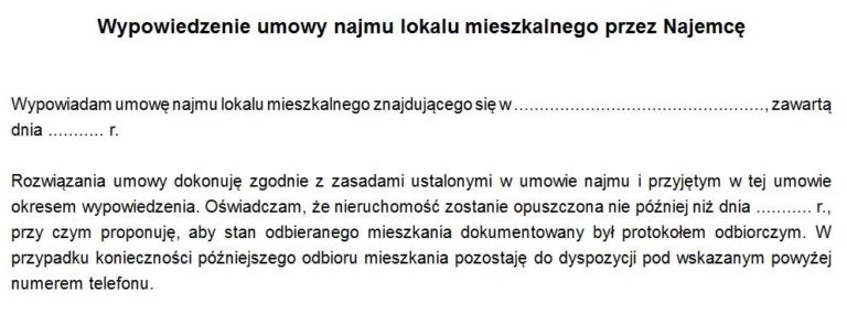 Podaj Poprawną Odpowiedź Wypowiedzenie Które Nie Zawiera Opinii To Wypowiedzenie umowy przez najemcę - warunki i zasady